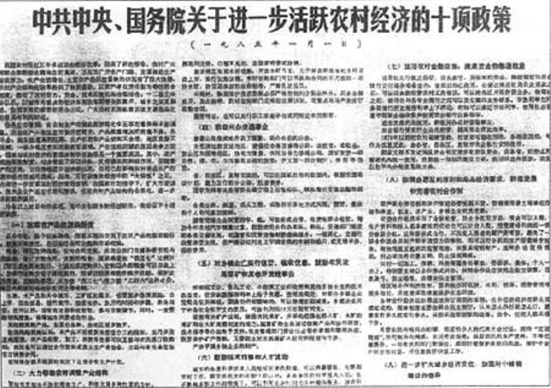 活躍農(nóng)村經(jīng)濟(jì)中共中央、國(guó)務(wù)院出臺(tái)新政策