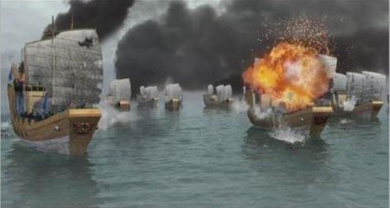 清朝水軍和臺灣鄭氏水軍在彭湖海面爆發(fā)激烈決戰(zhàn)